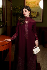 WINTER_3PC KARANDI EMBROIDERED SHIRT WITH KARANDI EMBROIDERED SHAWL AND TROUSER-5316