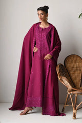 WINTER-3PC DHANAK EMBROIDERED SHIRT WITH DHANAK EMBROIDERED SHAWL AND TROUSER-5262