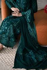 WINTER-3PC KARANDI EMBROIDERED SHIRT WITH KARANDI EMBROIDERED SHAWL AND TROUSER -5304
