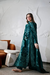 WINTER-3PC KARANDI EMBROIDERED SHIRT WITH KARANDI EMBROIDERED SHAWL AND TROUSER -5304