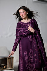WINTER-3PC KARANDI EMBROIDERED SHIRT WITH KARANDI EMBROIDERED SHAWL AND TROUSER-5310