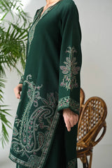WINTER-3PC DHANAK EMBROIDERED SHIRT WITH DHANAK EMBROIDERED SHAWL & TROUSER-4190