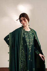 WINTER-3PC KARANDI EMBROIDERED SHIRT WITH KARANDI EMBROIDERED SHAWL AND TROUSER-5315