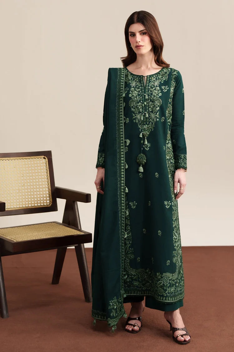 WINTER-3PC KARANDI EMBROIDERED SHIRT WITH KARANDI EMBROIDERED SHAWL AND TROUSER-5315