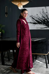 WINTER-3PC KARANDI EMBROIDERED SHIRT WITH KARANDI EMBROIDERED SHAWL AND TROUSER-5311