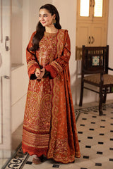 WINTER-3PC DHANAK SEQUINS EMBROIDERED SHIRT WITH DHANAK EMBROIDERED SHAWL AND TROUSER -5010