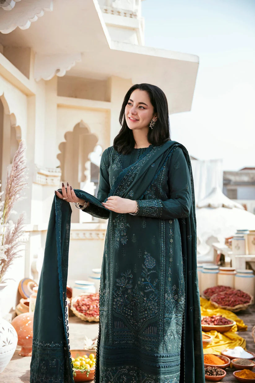 WINTER-3PC DHANAK EMBROIDERED SHIRT WITH DHANAK EMBROIDERED SHAWL & TROUSER-4160