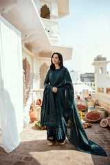 WINTER-3PC DHANAK EMBROIDERED SHIRT WITH DHANAK EMBROIDERED SHAWL & TROUSER-4160