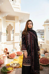 WINTER-3PC DHANAK EMBROIDERED SHIRT WITH CHIFFON EMBROIDERED DUPATTA & TROUSER-4151