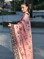 WINTER-3PC KARANDI PRINTED EMBROIDERED SHIRT WITH KARANDI PRINTED EMB SHAWL & PRINTED TROUSER-