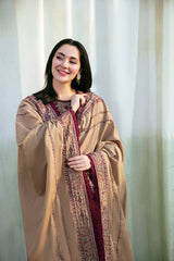 WINTER-3PC DHANAK EMBROIDERED SHIRT WITH DHANAK EMBROIDERED SHAWL & TROUSER-4148