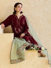 SUMMER- 3PC LAWN EMBROIDERED SHIRT WITH ORGANZA EMBROIDERED DUPATTA AND TROUSER -3827