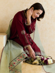 SUMMER- 3PC LAWN EMBROIDERED SHIRT WITH ORGANZA EMBROIDERED DUPATTA AND TROUSER -3827
