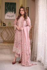 WINTER_3PC DHANAK EMBROIDERED SHIRT WITH DHANAK EMBROIDERED SHAWL & EMB TROUSER-5130