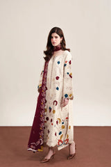 WINTER-3PC DHANAK EMBROIDERED SHIRT WITH DHANAK EMBROIDERED SHAWL AND TROUSER-5325