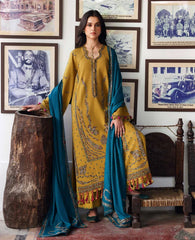 WINTER-3PC DHANAK EMBROIDERED SHIRT WITH DHANAK EMBROIDERED SHAWL AND TROUSER-5238