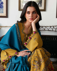 WINTER-3PC DHANAK EMBROIDERED SHIRT WITH DHANAK EMBROIDERED SHAWL AND TROUSER-5238