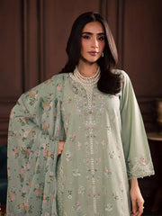 WINTER-3PC DHANAK EMBROIDERED SHIRT WITH COUTRAI PRINTED SHAWL AND TROUSER-5191