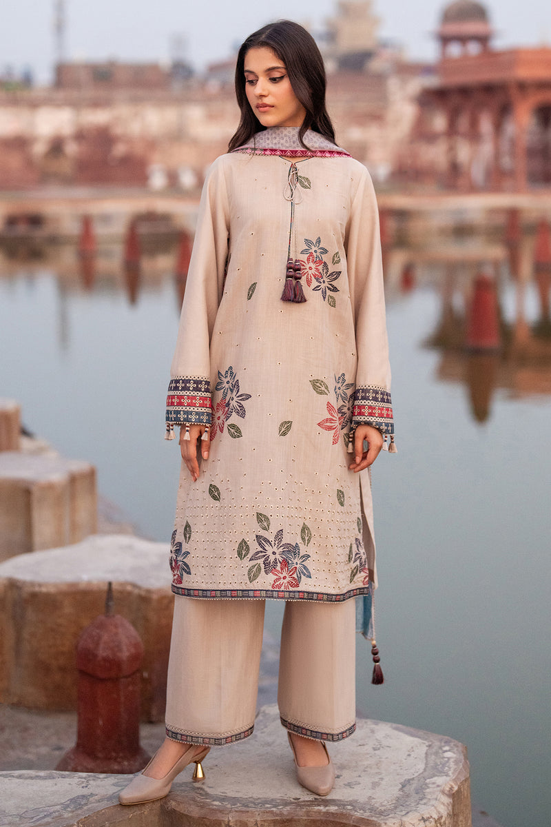 SUMMER-3PC LAWN EMBROIDERED SHIRT WITH MONARK PRINTED DUPATTA AND TROUSER-3631