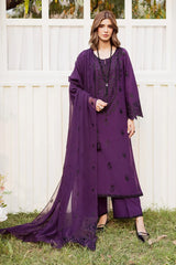 WINTER-3PC DHANAK EMBROIDERED SHIRT WITH CHIFFON EMBROIDERED DUPATTA AND EMB TROUSER -5170