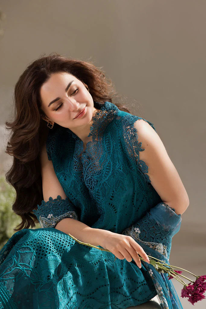 WINTER-3PC DHANAK CHIKAN EMBROIDERED SHIRT WITH COURTRAI PRINTED SHAWL AND TROUSER-4096