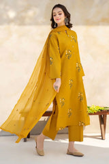 WINTER-3PC DHANAK EMBROIDERED SHIRT WITH BAMBER CHIFFON EMBROIDERED DUPATTA-1644