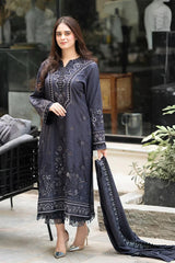 WINTER-3PC DHANAK EMBROIDERED SHIRT WITH DHANAK EMBROIDERED SHAWL & TROUSER-ADR-4224