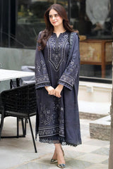 WINTER-3PC DHANAK EMBROIDERED SHIRT WITH DHANAK EMBROIDERED SHAWL & TROUSER-ADR-4224