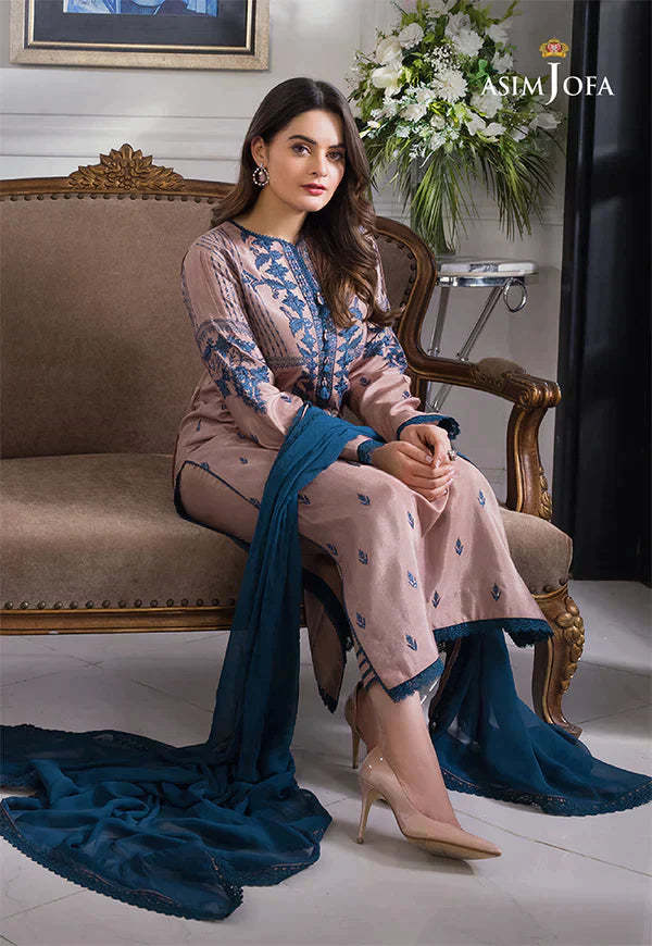 WINTER-3PC LAWN EMBROIDERED WITH BAMBER CHIFFON DUPATTA-3510