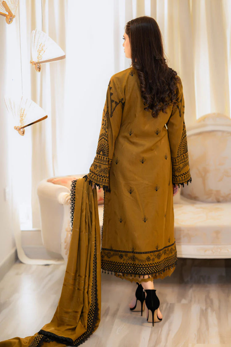 WINTER-3PC DHANAK EMBROIDERED SHIRT WITH DHANAK EMBROIDERED SHAWL & TROUSER-4183