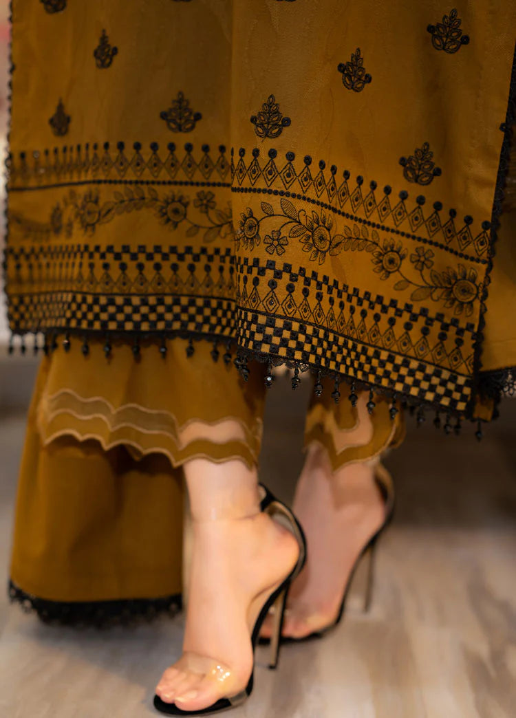WINTER-3PC DHANAK EMBROIDERED SHIRT WITH DHANAK EMBROIDERED SHAWL & TROUSER-4183