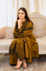 WINTER-3PC DHANAK EMBROIDERED SHIRT WITH DHANAK EMBROIDERED SHAWL & TROUSER-4183