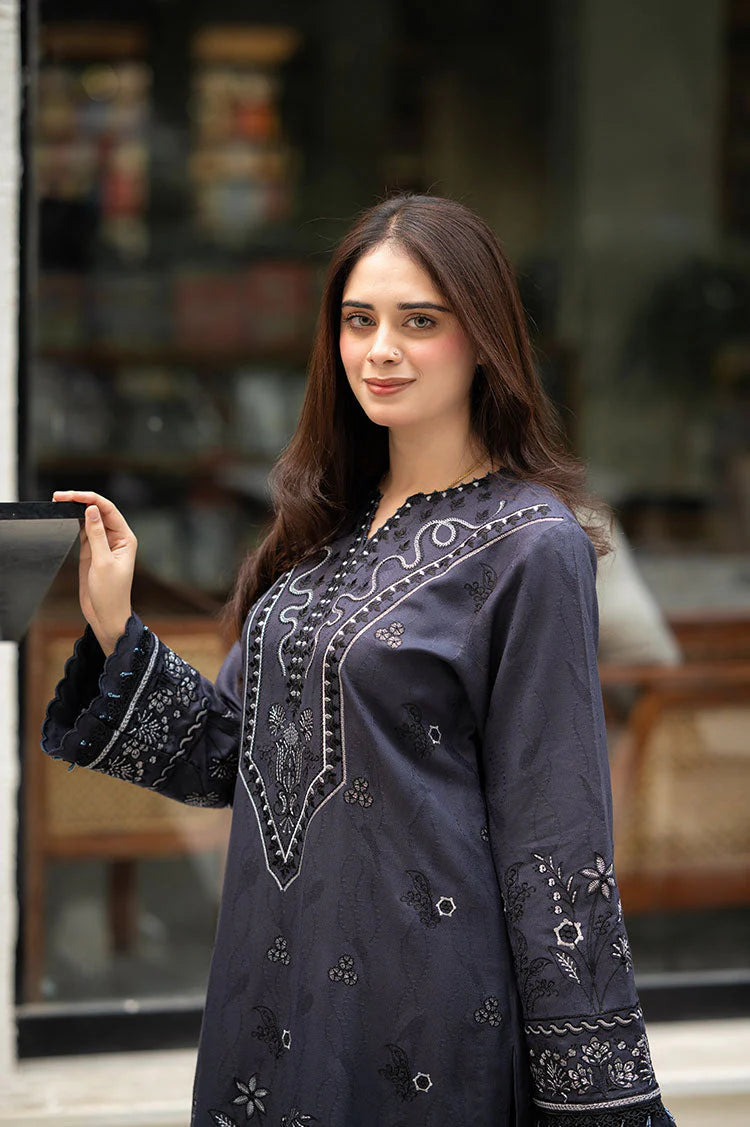 WINTER-3PC DHANAK EMBROIDERED SHIRT WITH DHANAK EMBROIDERED SHAWL & TROUSER-ADR-4224