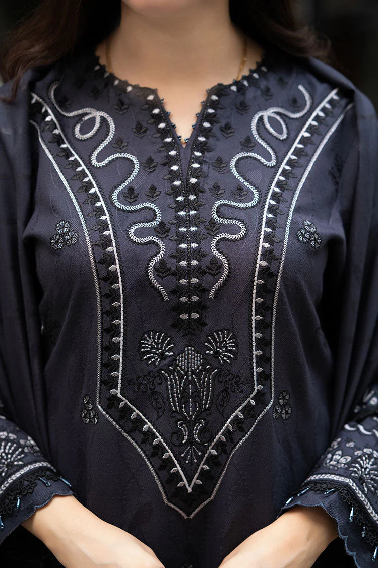 WINTER-3PC DHANAK EMBROIDERED SHIRT WITH DHANAK EMBROIDERED SHAWL & TROUSER-ADR-4224