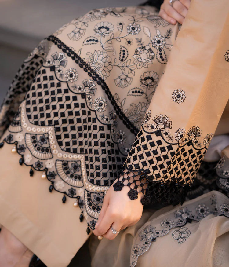 WINTER-3PC DHANAK EMBROIDERED SHIRT WITH CHIFFON EMBROIDERED DUPATTA AND TROUSER-4035