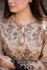 WINTER-3PC DHANAK EMBROIDERED SHIRT WITH CHIFFON EMBROIDERED DUPATTA AND TROUSER-4035
