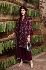 SUMMER-3PC LAWN LASER WORK EMBROIDERED SHIRT WITH KHADDI NET EMBROIDERED DUPATTA AND TROUSER-4666