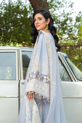 SUMMER-3PC LAWN EMBROIDERED SHIRT WITH ORGANZA EMBROIDERED DUPATTA AND TROUSER -4710