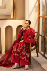 SUMMER-3PC LAWN EMBROIDERED SHIRT WITH KHADDI NET EMBROIDERED DUPATTA AND TROUSER-4709