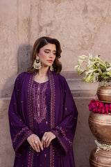 WINTER-3PIECE DHANAK SEQUIN EMBROIDERED SHIRT WITH DHANAK EMBROIDERED SHAWL AND TROUSER-5074