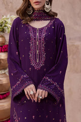 WINTER-3PIECE DHANAK SEQUIN EMBROIDERED SHIRT WITH DHANAK EMBROIDERED SHAWL AND TROUSER-5074