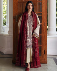 WINTER-3PC DHANAK EMBROIDERED SHIRT WITH DHANAK EMBROIDERED SHAWL AND EMB TROUSER-5169