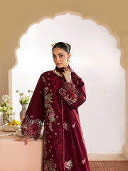 WINTER-3PC DHANAK EMBROIDERED SHIRT WITH DHANAK EMBROIDERED SHAWL AND TROUSER-5277