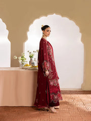 WINTER-3PC DHANAK EMBROIDERED SHIRT WITH DHANAK EMBROIDERED SHAWL AND TROUSER-5277