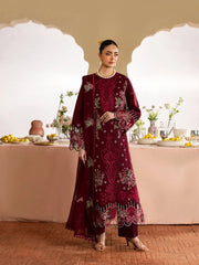 WINTER-3PC DHANAK EMBROIDERED SHIRT WITH DHANAK EMBROIDERED SHAWL AND TROUSER-5277