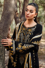 WINTER-3PC KHADDAR EMBROIDERED SHIRT WITH COURTRAI PRINTED SHAWL & TROUSER -4157