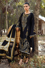 WINTER-3PC KHADDAR EMBROIDERED SHIRT WITH COURTRAI PRINTED SHAWL & TROUSER -4157