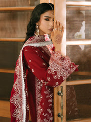 SUMMER-3PIECE LAWN EMBROIDERED SHIRT WITH KHADDI NET EMB DUPATTA AND TROUSER-4700