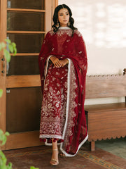 SUMMER-3PIECE LAWN EMBROIDERED SHIRT WITH KHADDI NET EMB DUPATTA AND TROUSER-4700