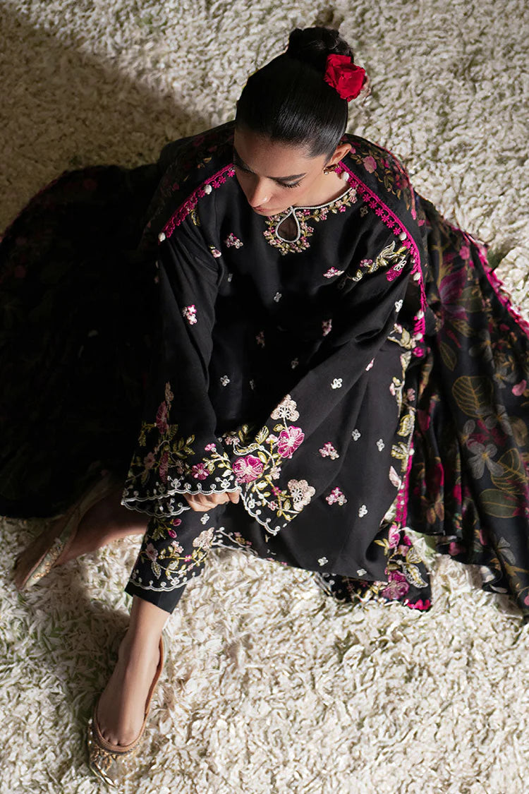 WINTER-3PC DHANAK EMBROIDERED SHIRT WITH COURTRAI PRINTED SHAWL AND TROUSER-4276
